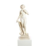 A late 19th/early 20th century white alabaster figure of a female nude by A.Cyprien