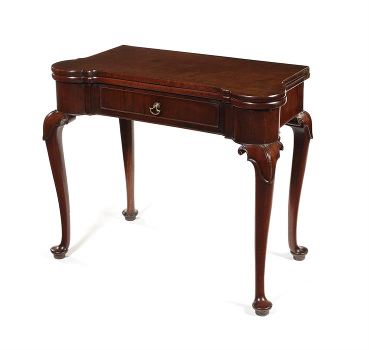 A George III Irish carved mahogany gate-leg action card table