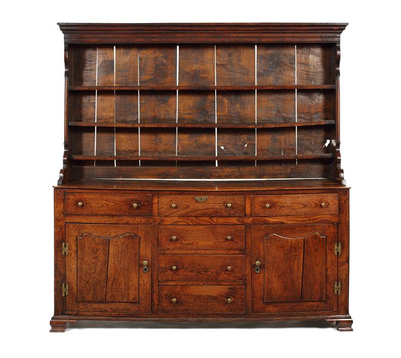 An early George III figured elm dresser, North Wales