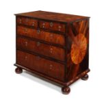 A William and Mary kingwood and rosewood oyster veneered chest