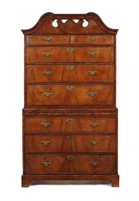 A George II walnut and pewter strung chest on chest - Image 2 of 2