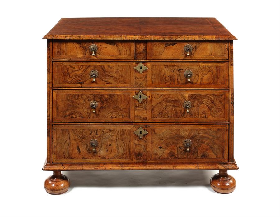 A William and Mary walnut and burr walnut crossbanded chest