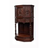 A French carved oak cupboard dressoir, late 19th century and incorporating some 16th century panels