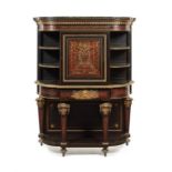 A Napoleon III ebony, scarlet tortoiseshell, brass marquetry cabinet attributed to Henri Picard