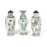 A matched set of three Kangxi Chinese famille verte vases