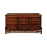 A George III mahogany crossbanded oak dresser, Lancashire