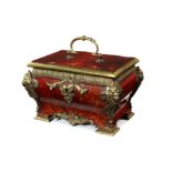 A late 19th century French Louis XIV style scarlet tortoiseshell bombé jewellery casket