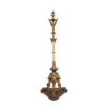 A late 19th century French néo-grec style cold painted bronze lamp base in the manner of Barbedienne