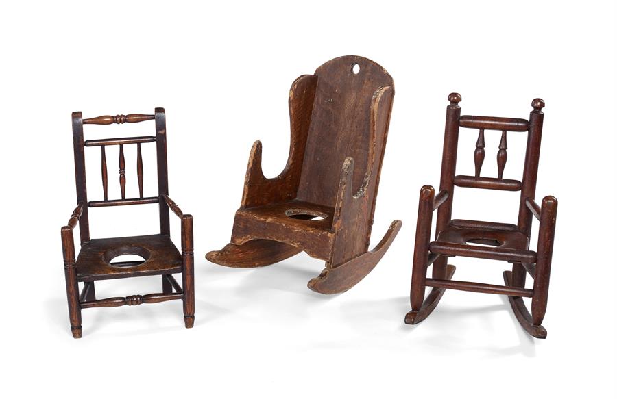 Three child’s commode armchairs, all 19th century