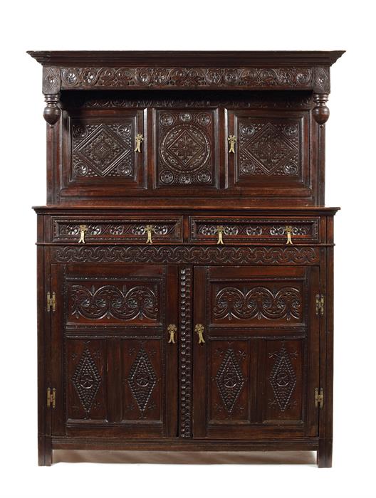 A William and Mary oak press cupboard, Lancashire