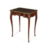 A late 19th century French kingwood and tulipwood banded writing table attributed to Henry Nelson