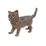 Franz Bergman: A late 19th century French cold painted bronze cat inkwell