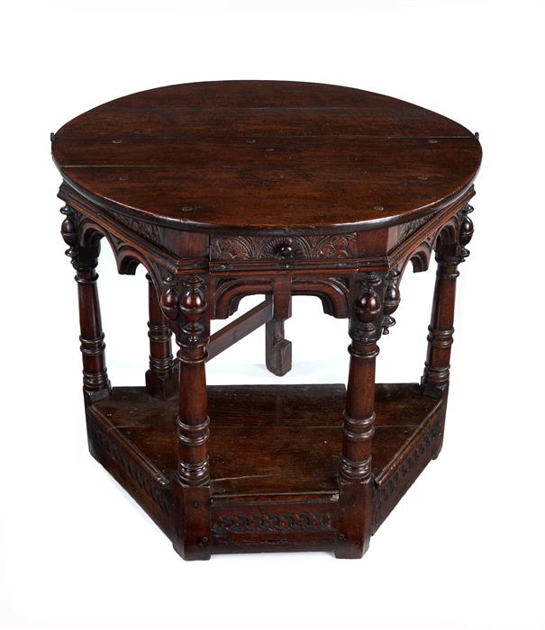 A Charles I oak fold-over credence table, West Country - Image 2 of 3