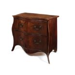 A small George III mahogany and crossbanded serpentine commode attributed to Henry Hill