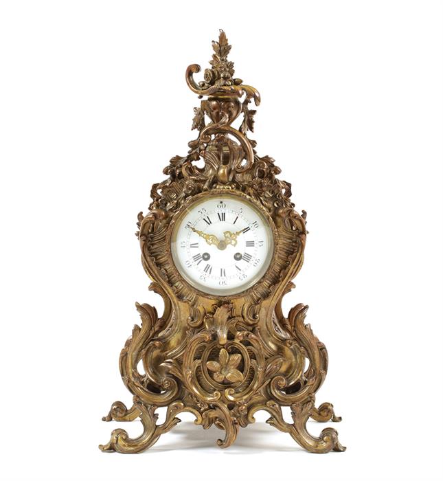 A late 19th century Louis XV style gilt metal mantel clock - Image 2 of 2