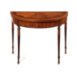 A George III satinwood, rosewood crossbanded and sycamore marquetry card table