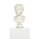 A late 18th/early19th century white marble bust of a young boy
