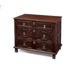 A William and Mary oak three-drawer chest