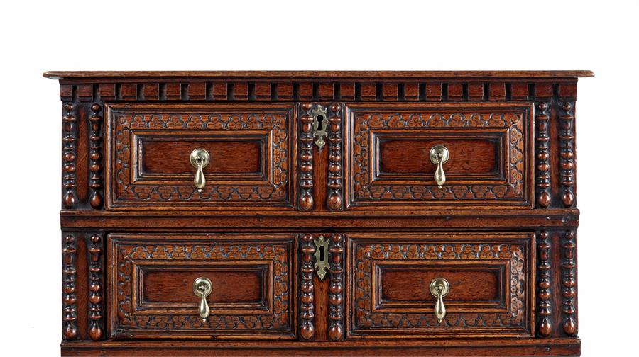 A William and Mary oak three-drawer chest - Image 2 of 2