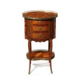A late 19th century French tulipwood and sycamore floral marquetry table en chiffonière