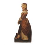 A late 19th/early 20th century painted dummy board of a lady with her dog