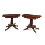 A pair of Regency Scottish rosewood carved tea tables