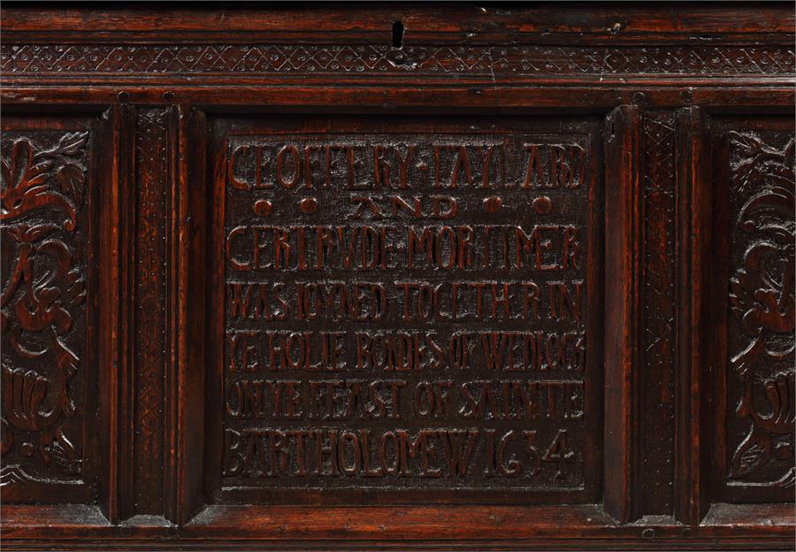 A Charles I oak marriage chest - Image 2 of 2