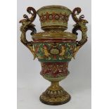 A WS&S twin handled vase, modelled with fairies and face mask handles, impressed 2271 to the base,