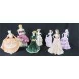 A quantity of Coalport ladies of Fashion, and a Franklin Mint Cinderella, with original boxes.