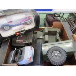 A group of model cars including a Burago Jaguar E Cabriolet 1961; boxed, an Action Man vehicle etc.