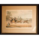 An Antique coaching print; The Red Tover Southampton Coach.