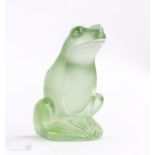 A Lalique light green glass frog, with original box and certificates, etched Lalique, France to