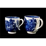 Two Chinese blue and white cups, tallest 6cm high.