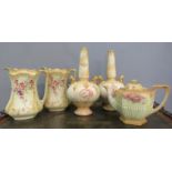 A group of Crown Devon Spring pattern stem vases, jugs etc.