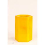 A yellow Chinese Peking glass brush pot of octagonal form, 13cm high.