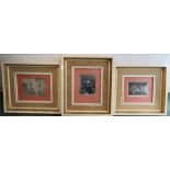 Three framed prints, including one etching signed in pencil to the margin.