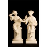 A pair of Royal Worcester bone China figures modelled by A Azori, 3585, Le Panier, 31cm high, 17cm