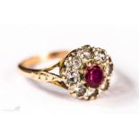 A 9ct gold and simulated ruby dress ring, size O, 3.4g.