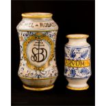 Two Italian majolica pharmacy type jars.