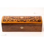 A late 19th century rosewood inlaid glove box.