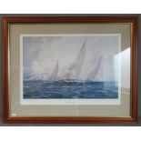 Michael J Whitehand, The Big J Yachts off the Needles, limited edition print 724/850, signed in