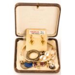 A quantity of jewellery including a 9ct gold bangle with metal core, 9ct gold earring etc.