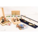 A quantity of costume jewellery to include kitch brooches, necklaces etc.