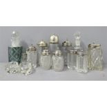 A quantity of glassware including dressing table pots, perfume bottles, salts, etc.