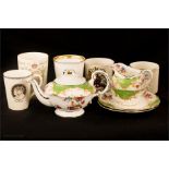 A group of five Royal Commemorative mugs to include George V & Queen Mary Silver Jubilee.