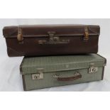 Two leatherette Vintage suitcases.