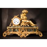 A French 19th century bronze ormolu and marble clo