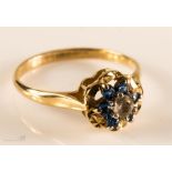 A 9ct gold and paste flower head ring, size N 2.3g