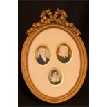 A group of three 19th century oval miniature portr