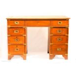 A rare Arthur Folly & Son campaign pedestal desk, stamped Arthur Folly & Son, Salisbury 1894, the